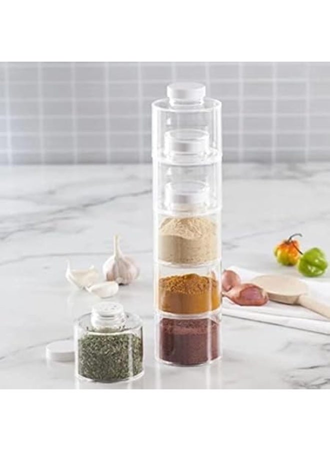 طقم توابل من الاكليريك الشفاف البيورالمكون من ٦ قطع عملية أنيقة يمنح مطبخك لمسة من الشياكة سهل الاستخدام يحافظ على نكهة التوابل ويعرضها بشكل عصري جذاب (Elc) - Image 3